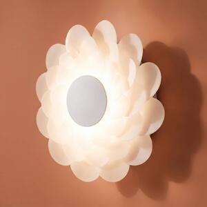 Lucande Nástenné svetlo Bloem, Ø 40 cm, biele, 3-stupňové stmievateľné, Biela / opálová, Obývacia izba / jedáleň, Plast, Moderný, Nástenné svietidlo