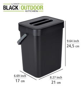Čierny závesný odpadkový koš Wenko Black Outdoor Kitchen Tago, 5 l