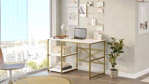 Glamour písací stôl VEGY 23, biela/zlatá