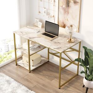 Glamour písací stôl VEGY 23, mramor/zlatá