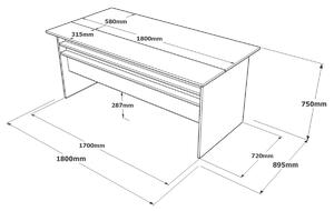 Písací stôl VISTA 1, orech/beton/antracit