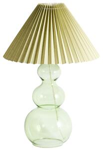Stolná lampa zelená sklenený podstavec plisované látkové tienidlo obývačka spálňa moderný štýl
