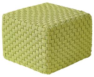 Vonkajší taburet zelený syntetický materiál 50 x 50 x 35 cm štvorcový tvar pletený ručná výroba puf podnožka moderný boho štýl záhrada