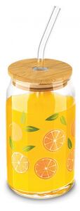 ADH Pohár s vekom + slamka 450ml pomaranč