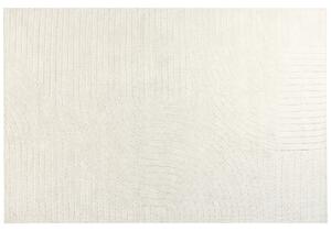 Koberec béžový vlnený 200 x 300 cm s abstraktným vzorom obývacia izba spálňa moderný minimalistický dizajn
