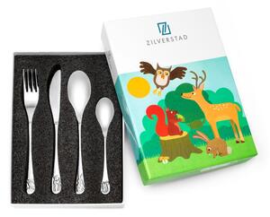 Antikoro detský príbor v striebornej farbe 4 ks Forest Animals – Zilverstad