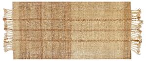 Koberec béžový jutový 80 x 150 cm ručne tkaný so strapcami boho obývacia izba spálňa