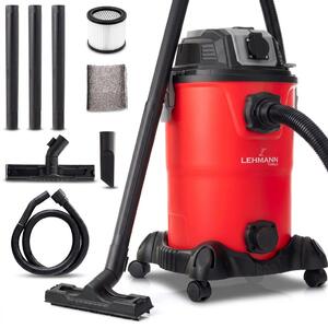 Priemyselný vysávač LEHMANN 30 l, zásuvka 2000 W, funkcia fúkania, dvojitý filtračný systém, HEPA filter, oklep filtra, pre dielňu, stavenisko a garáž