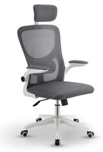 Ergonomická kancelárska stolička, sivá/biela, sieťovina