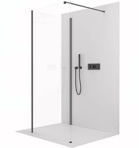 CERANO - Sprchová zástena Walk-in Onyx Corner Cube Ľ/P - 8 mm - hranatá vzpera - čierna matná, číre sklo - 50x50x200 cm