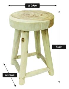 VAGOS okrúhla stolička z teakového dreva, 46 cm, prírodné
