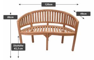 Záhradná lavica z teakového dreva, 2-miestna, 120 cm