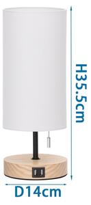 Aigostar - Stolná lampa s USB portom 1xE27/40W/230V čierna/krémová