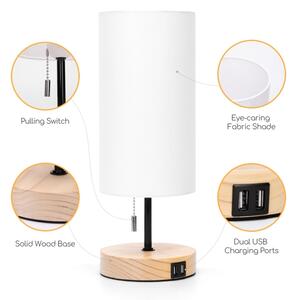 Aigostar - Stolná lampa s USB portom 1xE27/40W/230V čierna/krémová