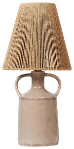 Stolová lampa sivobéžový keramický podstavec 24 x 24 x 51 cm prírodné prútené papierové tienidlo nočné svetlo spálňa obývačka
