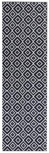 Koberec čierny a biely polyester 60 x 200 cm s diamantovým vzorom behúň moderná kuchyňa chodba