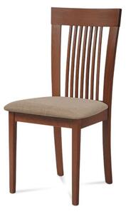 Drevená stolička vo farbe čerešňa čalúnená látkou