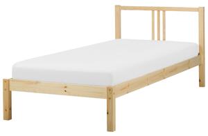 Posteľ svetlohnedá borovicové drevo 90 x 200 cm s lamelovým roštom škandinávsky moderný štýl spálňa detská izba