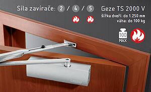 Zatvárač ACT Geze TS 2000 V BC (STRIEBORNÁ), Zatvárač + ramienko bez aretácie, AC-T Strieborná