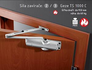 Zatvárač ACT Geze TS 1000 C (STRIEBORNÁ), Zatvárač + ramienko bez aretácie, AC-T Strieborná