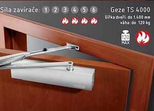 Zatvárač ACT Geze TS 4000 (1-6) - STRIEBORNÝ, Zatvárač + ramienko bez aretácie, AC-T Strieborná