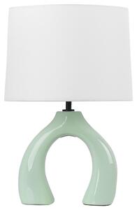 Stolná lampa zelený keramický podstavec biele tienidlo bavlna polyester minimalistický dizajn