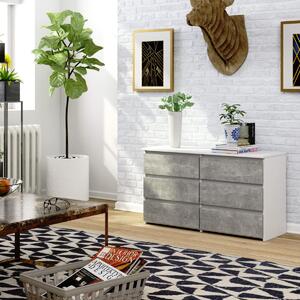 Ak furniture Komoda CL 100 cm 6 zásuvek biela/beton