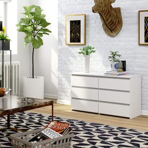 Ak furniture Komoda CL 100 cm 6 zásuvek biela