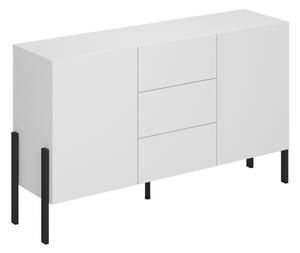 Komoda so zásuvkami Wezilo 154 cm - biely supermat / čierne nožičky