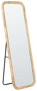 Stojace zrkadlo prírodné ratan sklo 150 x 50 cm obdĺžnikový tvar moderný boho štýl obývačka spálňa