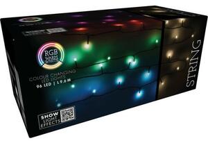 RGB Vianočná LED reťaz s diaľkovým ovládaním 96 LED, farebná, 9,6 m