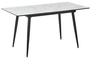 Jedálenský stôl čierny a biely MDF 120/150 x 80 cm mramorový efekt rozťahovacia doska kovové nohy obdĺžnikový moderný dizajn