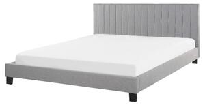 Posteľ svetlosivá polyester 160 x 200 cm prešívané čalúnenie lamelový rošt vysoké čelo moderný štýl spálňa