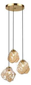 Závesný luster na lanku CRISTAL 3xE14/15W/230V mosadz/dymová béžová