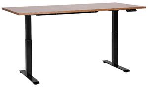 Výškovo nastaviteľný písací stôl tmavé drevo čierny oceľový rám 180 x 80 cm elektrické nastavenie výšky moderná kancelária