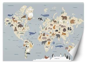 Fototapeta Pastelová mapa kontinentov Materiál: Vliesová, Rozmery: 200 x 140 cm