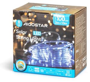 Aigostar - LED solárna svetelná reťaz, 100 LED, 8 režimov, 12 m, IP65, studená biela