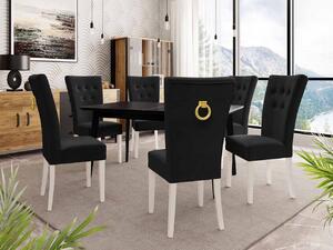 Mirjan24 Rozkladací stôl 140x80 so 6 stoličkami ST67, Farby: čierny, Farby: biela, Farby: zlatý, Potah: Magic Velvet 2219 5903211163296