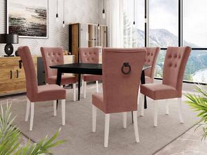 Mirjan24 Rozkladací stôl 140x80 so 6 stoličkami ST67, Farby: čierny, Farby: biela, Potah: Magic Velvet 2258 5903211163463