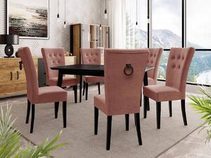 Mirjan24 Rozkladací stôl 140x80 so 6 stoličkami ST67, Farby: čierny, Potah: Magic Velvet 2258 5903211163449
