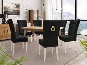 Mirjan24 Rozkladací stôl 140x80 so 6 stoličkami ST67, Farby: natura, Farby: biela, Farby: zlatý, Potah: Magic Velvet 2219 5903211163654