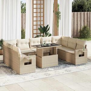 Maison Exclusive - 10-dielna záhradná sedacia súprava a vankúše béžová polyratan