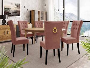 Mirjan24 Rozkladací stôl 140x80 so 6 stoličkami ST67, Farby: natura, Farby: čierny, Farby: zlatý, Potah: Magic Velvet 2258 5903211163838