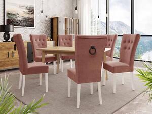 Mirjan24 Rozkladací stôl 140x80 so 6 stoličkami ST67, Farby: natura, Farby: biela, Farby: čierny, Potah: Magic Velvet 2258 5903211164651