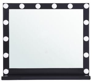 Nástenné zrkadlo čierny rám s LED žiarovkami 50 x 60 cm obdĺžnikové hollywoodske