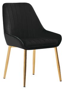 KONDELA Jedálenská stolička, čierna Velvet látka/gold chróm-zlatý, PERLIA