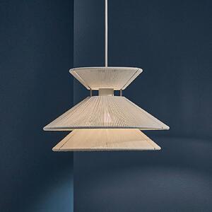 Závesná lampa FRANDSEN Kiku biela, Ø 35,5 cm, kov/látka