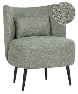 Kreslo svetlozelené buklé čalúnenie čierne nohy zaoblené operadlo retro glamour art deco štýl obývačka spálňa