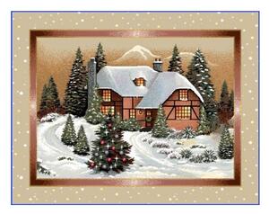 Vianočný gobelínový behúň na stôl 50x40 cm Chenille 740B so zlatou niťou Farba Béžová Rozmery 40x100 cm