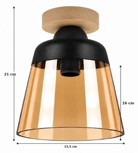 BRILAGI-LED Stropné svietidlo R GLASS 1xE27/60W/230V pr. 15,5cm dub/dymová béžová